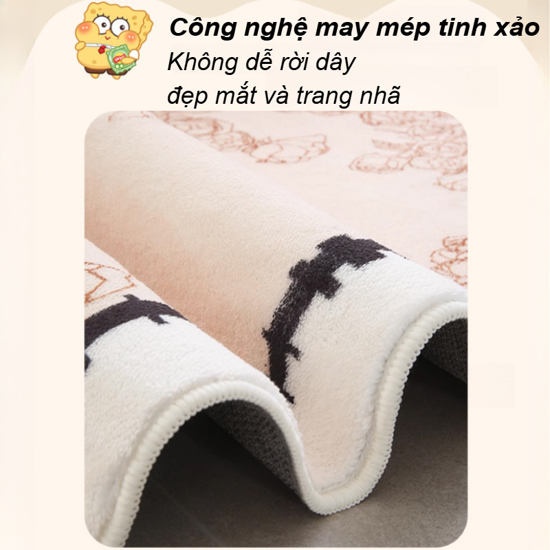 Thảm Trải Sàn Giả Cashmere Len Lông Cừu Mềm Mại 40*120cm,Thảm Dài Chùi Chân Hoạt Hình Siêu Thấm Hút Decor Phòng Ngủ