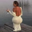 Cutenew Váy Thường Ngày Nữ Mùa Thu Kỳ Nghỉ Pleats Backless Full Tay Co Giãn Thanh Lịch Đơn Giản Chắc Chắn Dài Bodycon Vestidos