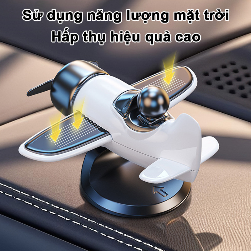 Máy Bay Năng Lượng Mặt Trời Trang Trí Taplo Ô Tô – Cánh Quạt Xoay 360° Phụ Kiện Nội Thất Đẹp Sang Trọng