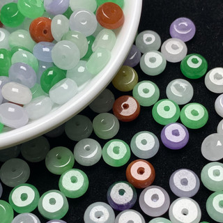 Jadeite Hạt Tricolor 8x5mm, Bộ 5 Chiếc - Phụ Kiên Vòng Tay