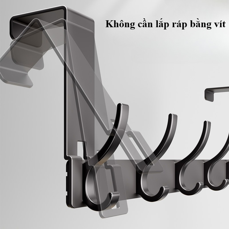 Thanh Móc Treo Sau Cửa Không Cần Khoan - Chất Liệu Nhôm Cao Cấp Chống Gỉ, Tiết Kiệm Không Gian Tối Đa