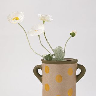 Retro Cổ Điển Phong Cách Mục Vụ Trơn Embryo Đôi Tai Sọc Chấm Bi Cỡ Nhỏ Bình Gốm Thích Hợp Cho Gia Đình Phòng Ngủ Phòng Khách Văn Phòng Khách Khách Khách sạn Ca