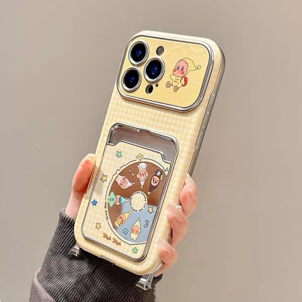 Âm Nhạc CD Ngôi Sao Người Cardbag Dây Mạ Da Vỏ Điện Thoại Cho iPhone 17 Pro Max 16 15 14 13 Vỏ Bảo Vệ Chống Sốc