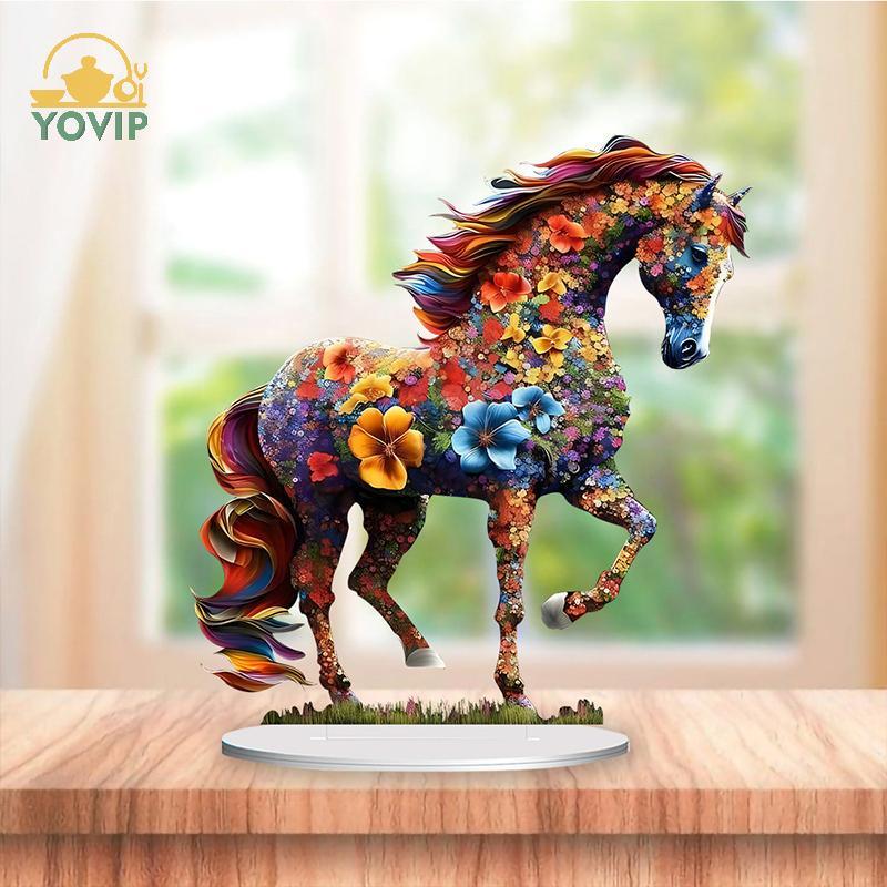 YOVIP Thiết kế sáng tạo Ngựa nghệ thuật đầy màu sắc Trang trí máy tính để bàn tại nhà Trang trí VN