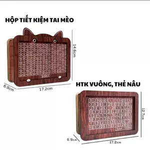 Hộp gỗ tiết kiệm, hộp tiết kiệm bằng gỗ tổng hợp chất lượng cao mệnh giá 10 triệu tặng kèm bút