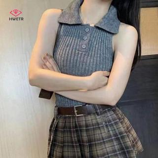 Áo Vest Phong Cách Hàn Quốc, Mỏng Dệt Kim Có Nút Không Tay Cho Nữ