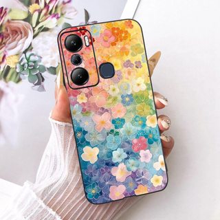 Dành Cho Infinix Hot 20S 20i X665C X665E X6827 Mới Thanh Lịch Hoa Mèo Tranh Vỏ Hot20S Hot20i Đen Silicon Mềm Điện Thoại