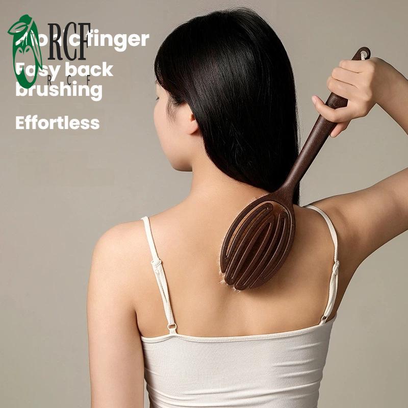 Bàn chải tắm lông lợn tơ dừa 2 trong 1 - Massage tắm tẩy tế bào chết khô ướt có tay cầm dài
