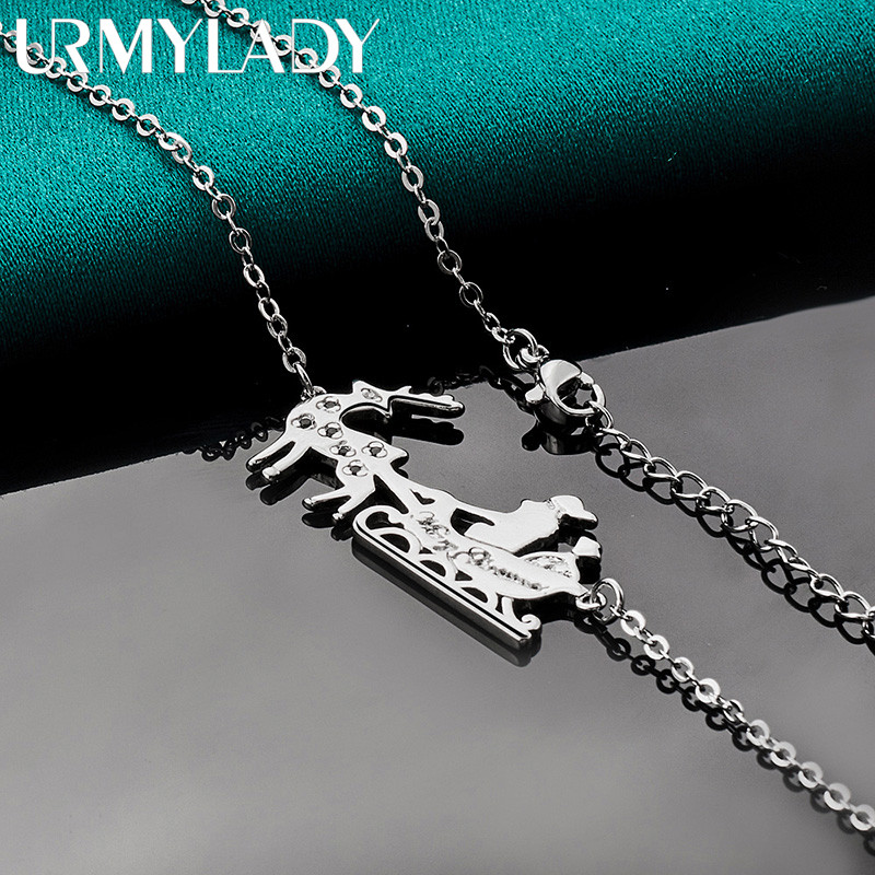 URMYLADY Mặt Dây Chuyền Sled Giáng Sinh Bạc 925 Chất Lượng Cao, Phù Hợp Cho Nữ Thời Trang