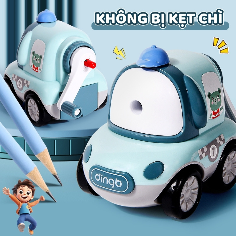 Gọt bút chì hình ô tô hoạt hình tự động sáng tạo, đồ chuốt bút chì đa năng an toàn tuyệt đối cho trẻ