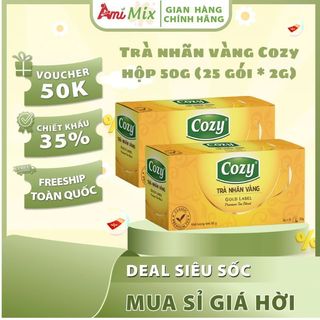 Trà nhãn vàng Cozy 50g Gồm 25 gói x 2g - Hương Vị Sâu Lắng Từ Vùng Trà Việt