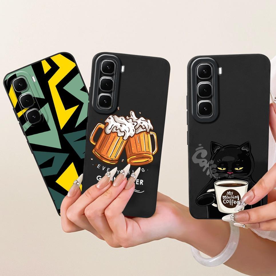 Ốp Điện Thoại Thời Trang Thẩm Mỹ Cho Infinix Hot 60 Pro + X6886 / Hot 60 Pro X6885 Vỏ Hoạt Hình Mèo Rồng Đá Cẩm Thạch Vỏ Silicon Mềm