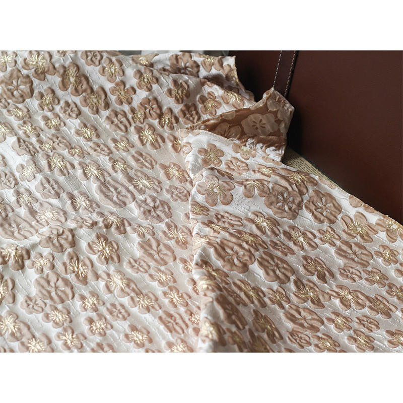 Phong Cách Mới Sợi Vàng Lụa với Họa Tiết Hoa Nhỏ Jacquard Nổi Ba Chiều - Polyester TJ20316