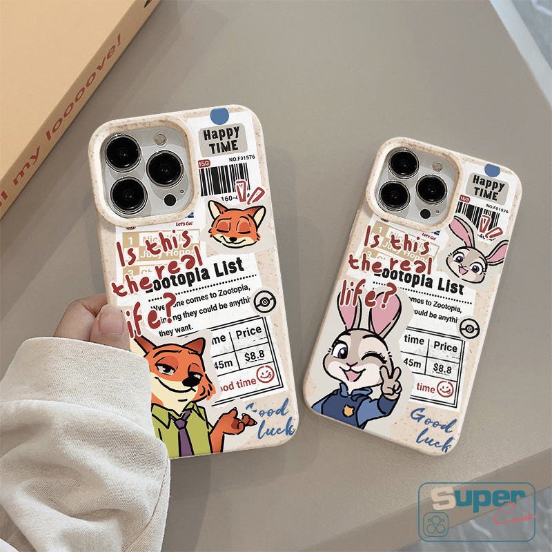 Ốp Lưng Tương Thích Cho IPhone 17 16 11 15 13 14 12 Pro Max Air XR X XS Max 16 8 14 15 6 6s Plus SE 2020 Hoạt Hình Thời Trang Dễ Thương Fox Bunny Cặp Đôi Zootopia Bìa Mềm