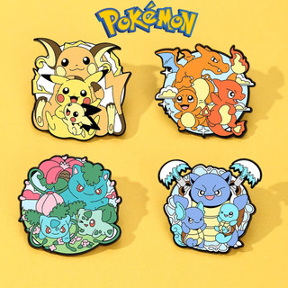 4 Cái / bộ Pokemon Huy Hiệu Pikachu Firedragon Squirtle Anime Thổ Cẩm Trang Trí Trẻ Em Pin