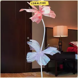CORALTIDE Hoa Bướm Nhân Tạo, Hoa Nhân Tạo Lụa Bướm Lớn, Nền 50cm Hoa Giả Nhiều Màu Sắc Đạo Cụ Chụp Ảnh Đường