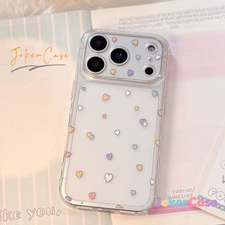Cho IPhone 11 12 15 14 16 13 17 ProMax XR X XS Max 8 16 7 14 Plus SE2020 Ốp lưng bảo vệ trong suốt hình trái tim màu kẹo