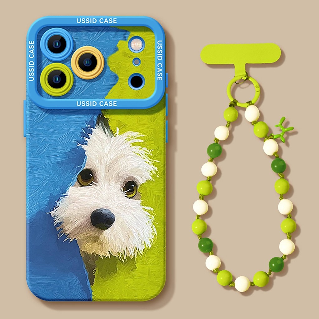 Sang Trọng Puppy Xanh Apple 17promax iphone16 Hoạt Hình 15 Dây Treo 13 Vỏ Điện Thoại Mềm 25.11.27