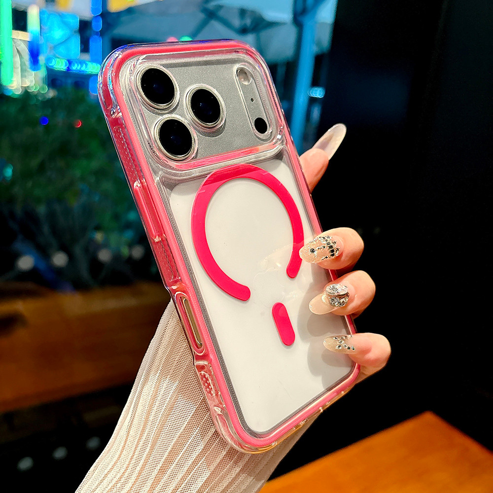 Ốp Điện Thoại Acrylic Từ Tính Cho iPhone 17 Pro Max 17 Air 16 Plus 15 14 13 12 11 Chống Trượt Cạnh Chống Sốc Bảo Vệ Vỏ
