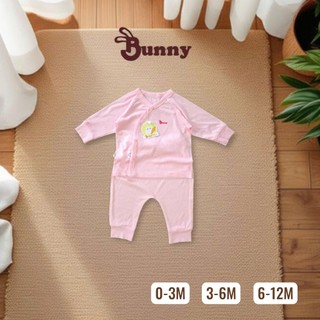 Bộ dài sơ sinh cúc chéo cao cấp Bunnybaby cho bé 0-12M chất tăm lụa mềm mịn