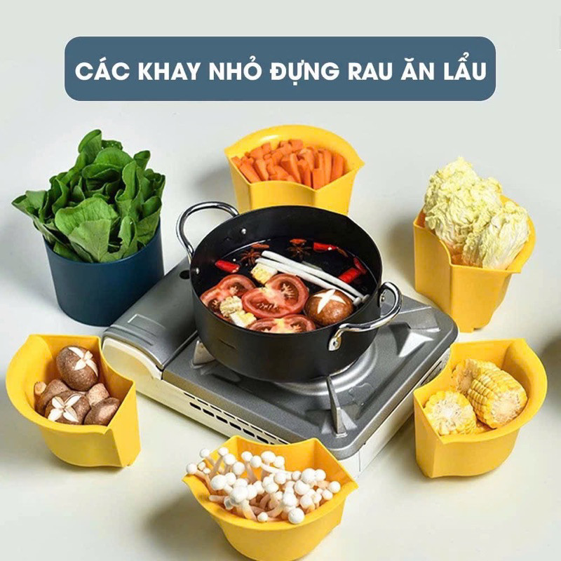 Rổ Đựng Rau Ăn Lẩu Xoay 7 Ngăn , Rổ Nhựa Để Hoa Quả Khay Lẩu Rá Rau Củ Hình Hoa