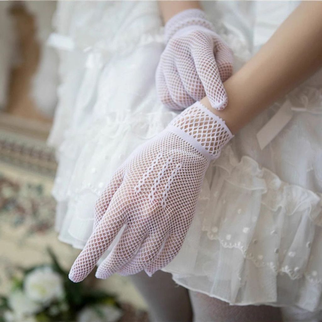 Găng tay ren co giãn thanh lịch, chất liệu sheer, phù hợp cho tiệc cưới vàwear outside
