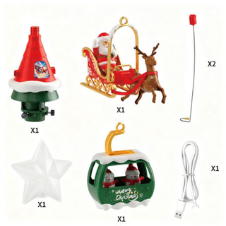 Ngôi sao cây thông Noel xoay bằng điện có nhạc - Trang trí ngày lễ Nai sừng tấm Đồ trang trí người tuyết cho trẻ em