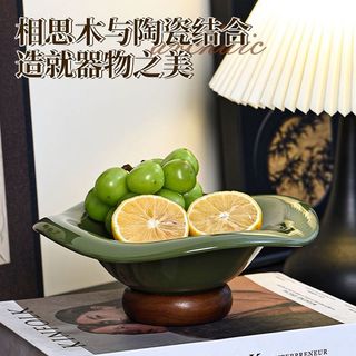 Retro Cổ Điển Phong Cách Mục Vụ Màu Trơn Acacia Gỗ Gốm Trái Cây Đĩa Thích Hợp Cho Gia Đình Phòng Khách Bàn Ăn Trang Trí Lưu Trữ Đồ Trang Trí Đĩa Ăn Nhẹ