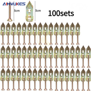 【100Sets】Bộ vít neo vách thạch cao chắc chắn - Không cần khoan cắm tường tự khai thác để treo rèm, gương, khung ảnh.