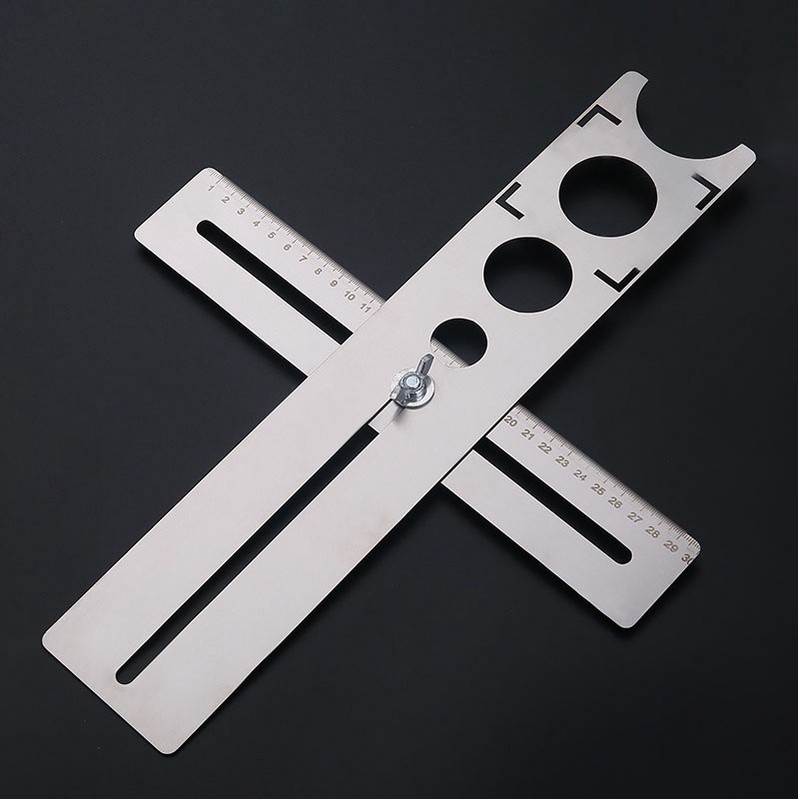 【24H】Thước Lấy Dấu Khoét Lỗ Trên Gạch Men, Kính – Inox 201 Không Gỉ, Dụng Cụ Định Vị Khoan Lỗ