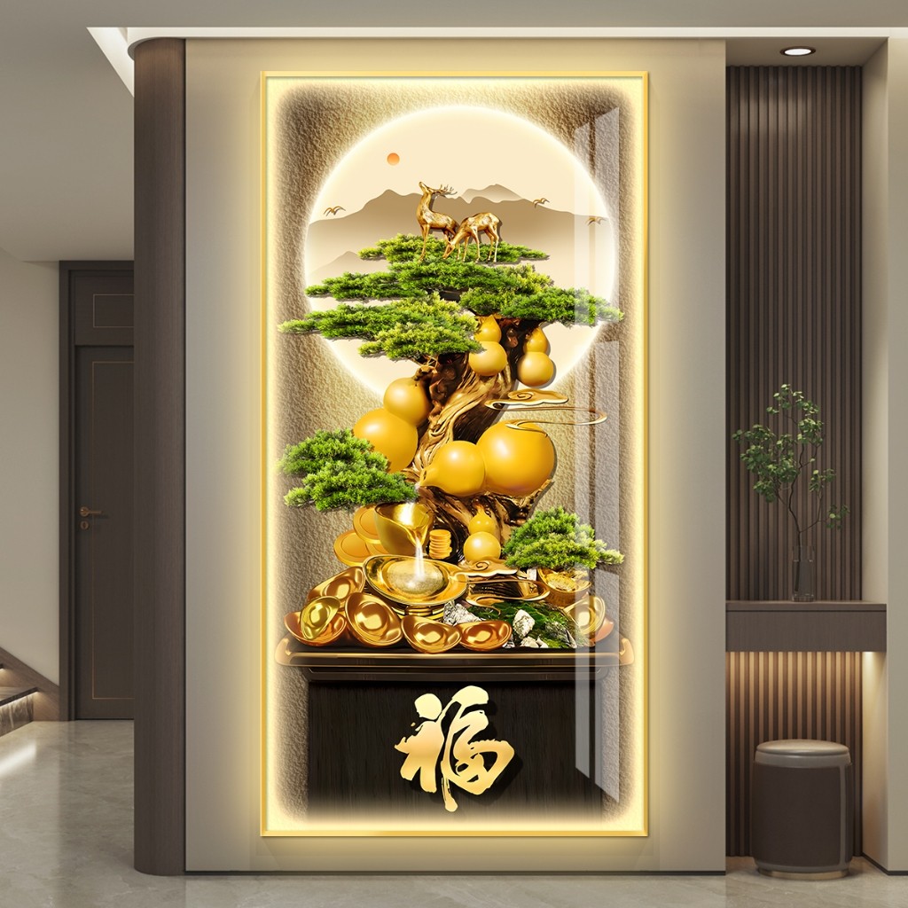 Tranh Cắm Hoa Có Đèn Led Gỗ Sần [ Có kèm Lọ ] Mới Nhất 2026,Tranh Trang Trí Phòng Khách,Phòng Ngủ,Spa
