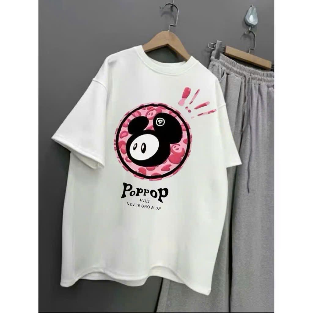 Áo Thun Nam Nữ PopPop In Hình Siêu Cute Vải Cotton 2 Chiều Form Rộng Tay Lỡ. Áo Phông Nữ PopPop -quanaao94