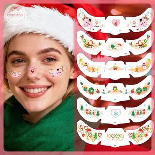 Sản Phẩm Giáng Sinh: Miếng Dán Mặt Người Tuyết,Temporary Body Art Sticker Nhiều Màu Sắc, Phụ Kiên Dự Tiệc