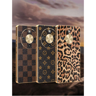 Ốp lưng 5G Honor X9d Honorx9d Họa tiết da ca rô sang trọng Vỏ điện thoại vàng mạ điện Bảo vệ chống sốc Ốp lưng thời trang cứng
