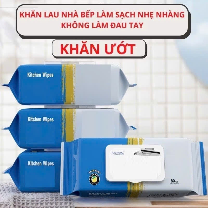 1 Gói  Khăn ướt Lau bếp đa năng 1 gói 80 miếng Siêu tiết kiệm - SHOPMH1
