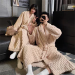Áo choàng Kimono Nhật Bản Flannel Mùa Đông Cặp Đôi Bộ Đồ Ngủ Nam Nữ Plus size Áo choàng Tắm Dày Giữ Ấm Váy Ngủ XL-4XL — ảnh 7
