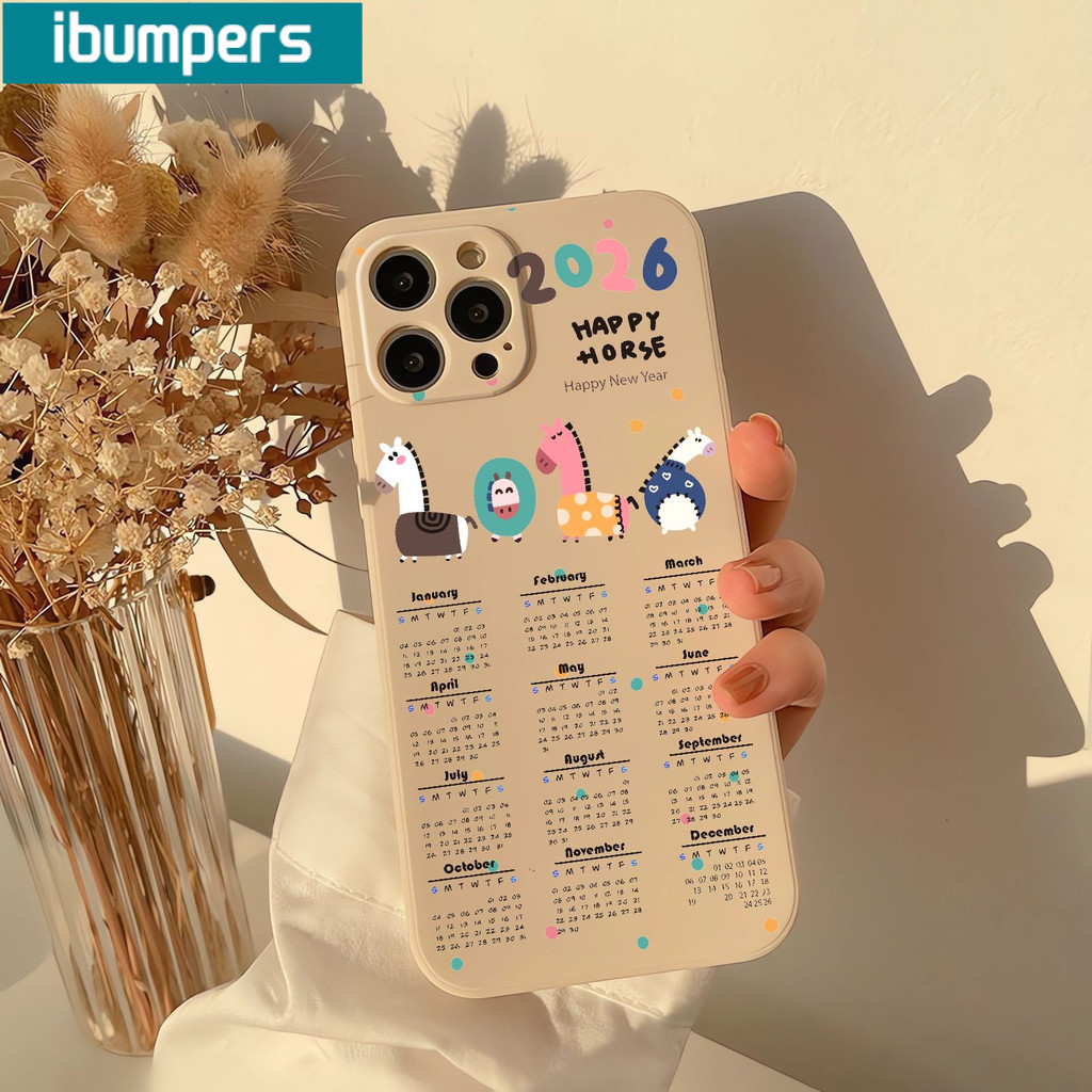 Ibumpers Ốp Điện Thoại Họa Tiết Ngựa Dễ Thương 2026 Họa Tiết Calenda Silicon Mềm Cao Cấp Vỏ Chống Sốc Cho iPhone 11 12 13 14 15 16 Pro Max IP 7 8 Plus Iphon X XS XR Xs max
