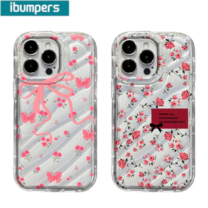 Ibumpers Ốp Điện Thoại Hoa Hồng Thanh Lịch Họa Tiết Nơ Đẹp Trong Suốt Mềm Mại Cao Cấp Chống Sốc Cho iPhone 11 12 13 14 15 16 17 Pro Max IP 7 8 Plus Iphon X XS XR Xs max