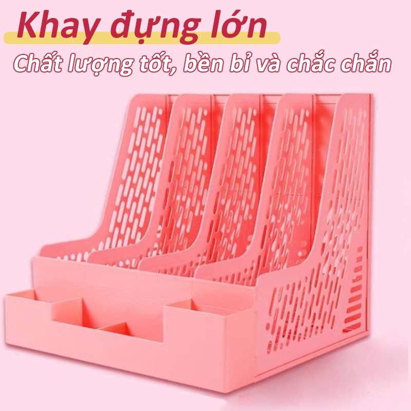 kệ đựng tài liệu 4 Ngăn – Giá Đựng Tài Liệu & Sách Vở, Decor Bàn Làm Việc Ngăn Nắp, Sắp Xếp Giấy Tờ Gọn Gàng