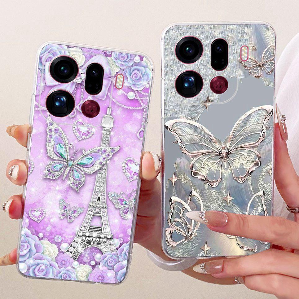 Thời Trang Mới Sang Trọng Hoa Bướm Nữ Tính Tranh Ốp lưng Oppo Find X9 Pro FindX9 Vỏ Silicon Mềm Trong Suốt Ốp Lưng