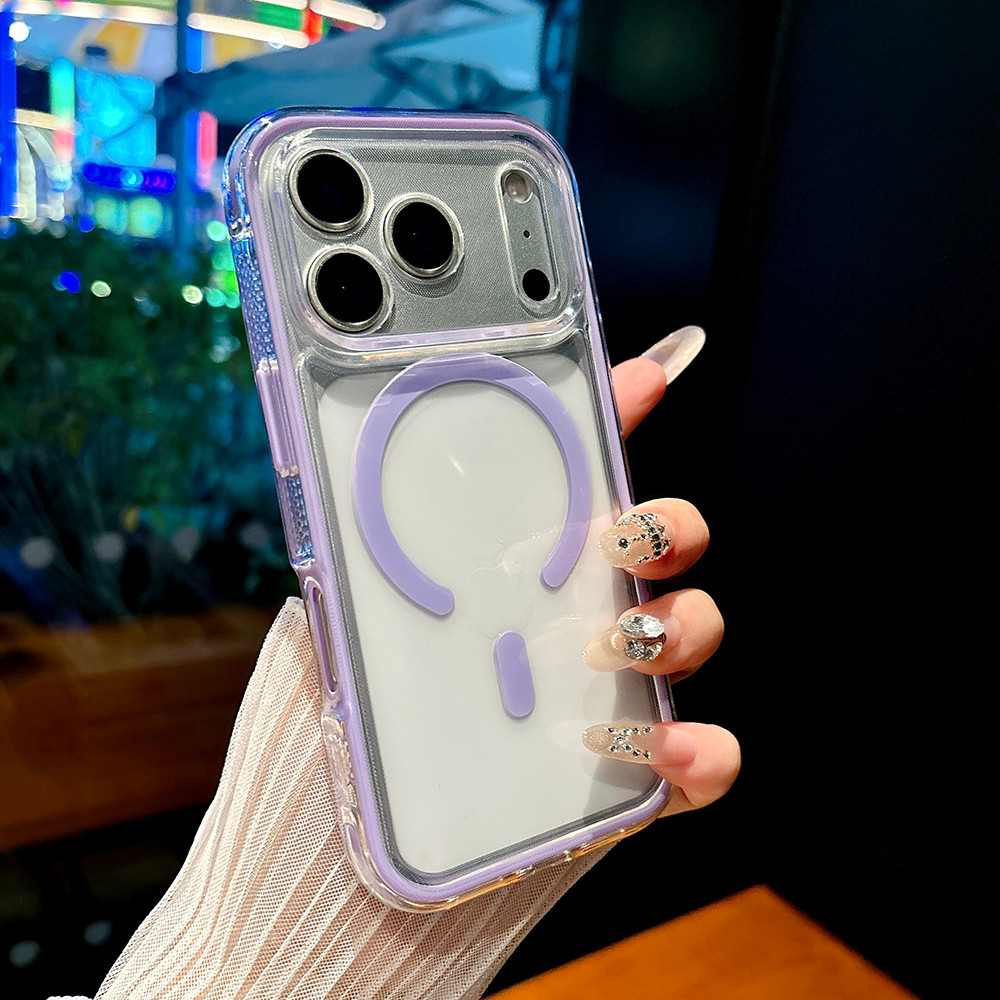 Ốp Điện Thoại Acrylic Từ Tính Cho iPhone 17 Pro Max 17 Air 16 Plus 15 14 13 12 11 Chống Trượt Cạnh Chống Sốc Bảo Vệ Vỏ