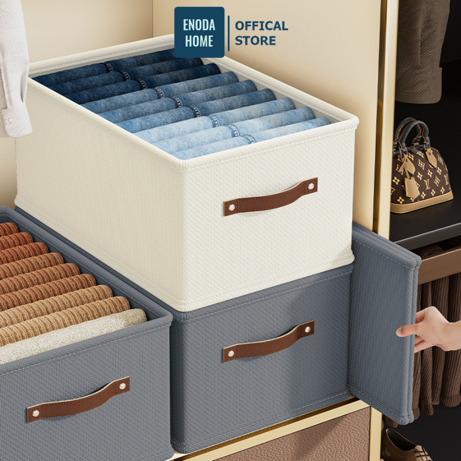 Hộp Vải Đựng Quần Áo Gấp Gọn ENODA HOME, Hộp Vải Oxford Khung Nhựa PP Cứng Cáp Đứng Form Lưu Trữ Đồ Ngăn Nắp HV011