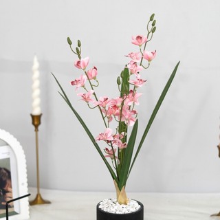 Hoa Lan Giả Vũ Nữ Địa Cao Cấp Trang Trí Nhà Cửa Decor Đẹp Giống Thật 49cm Cành Lụa Để Bàn Phòng Khách Văn Đám Cưới Chụp Ảnh Vintage Hiện Đại Pastel Cam Hồng Vàng Nhạt Bền Màu Không Phai Sang Trọng Phụ Kiện Cắm Bình Quà Tặng Tiểu Cảnh Thẩm Mỹ Nghệ Thuật