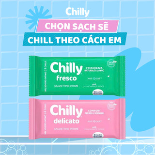 Khăn vệ sinh phụ khoa Chilly Fresco (Xanh) chiết xuất lô hội, bạc hà gói 12 tờ
