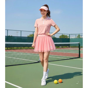 Bộ thể thao nữ,Áo croptop Mix chân váy voan tutu tập pickleball,cầu lông, tennis...