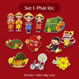[HỎA TỐC HCM]Set Dây liễn treo Tết 2026 Tag Sticker trang trí cây mai, đào đông- Dây khánh liễng treo hottrend ANGIHOME