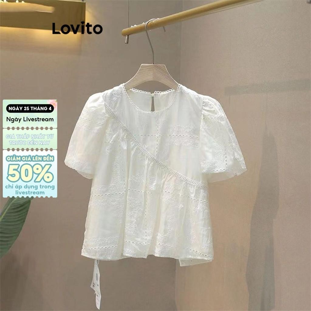 Lovito Áo Cánh Thường Ngày Xếp Ly Trơn Mùa Hè/xuân Dành Cho Nữ LNM70216