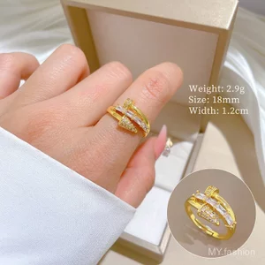 Nhẫn mạ vàng điện tử có thể điều chỉnh, thiết kế thanh lịch, phù hợp làm quà tặng cho phụ nữ.