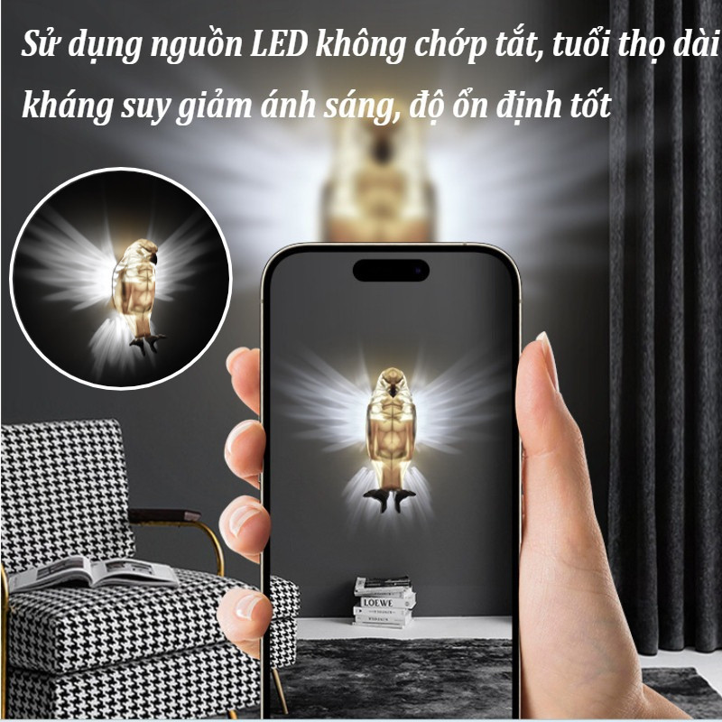 Đèn Tường Đại Bàng 3D Điều Khiển Từ Xa - LED Nghệ Thuật, Trang Trí Phòng Khách & Phòng Ngủ