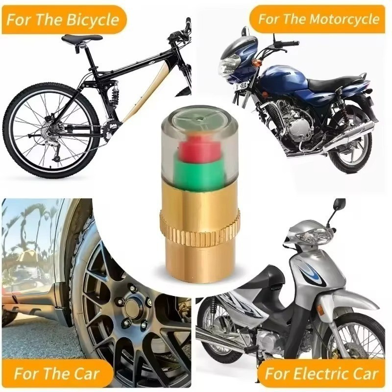 1 / 4 Cái Nắp van giám sát áp suất bánh xe đa năng / Đèn báo áp suất lốp xe máy